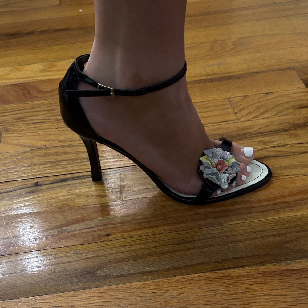 Chic Black Floral Women's Heels